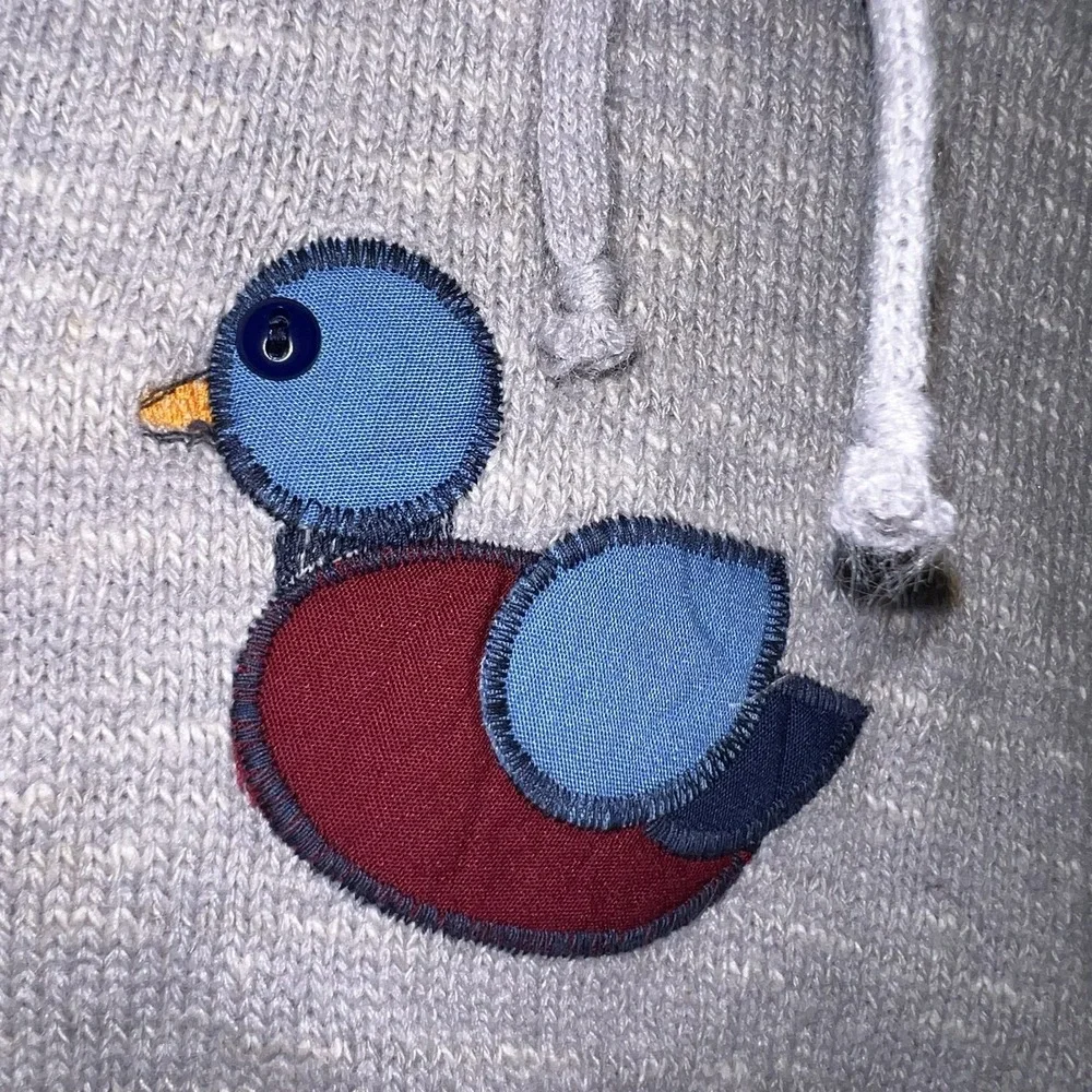 Vintage 80s Health-Tex Duck Sweater Soft Cotton Hooded Sweater Back Zip Applique